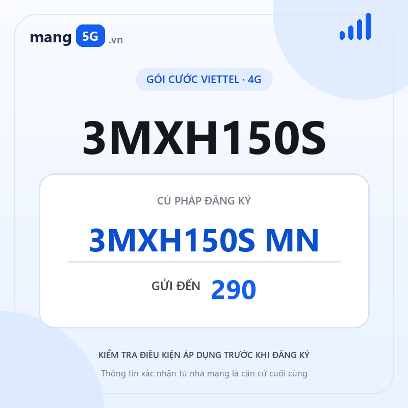 Ảnh thông tin gói 3MXH150S