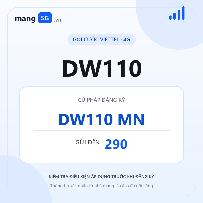 Ảnh thông tin gói DW110