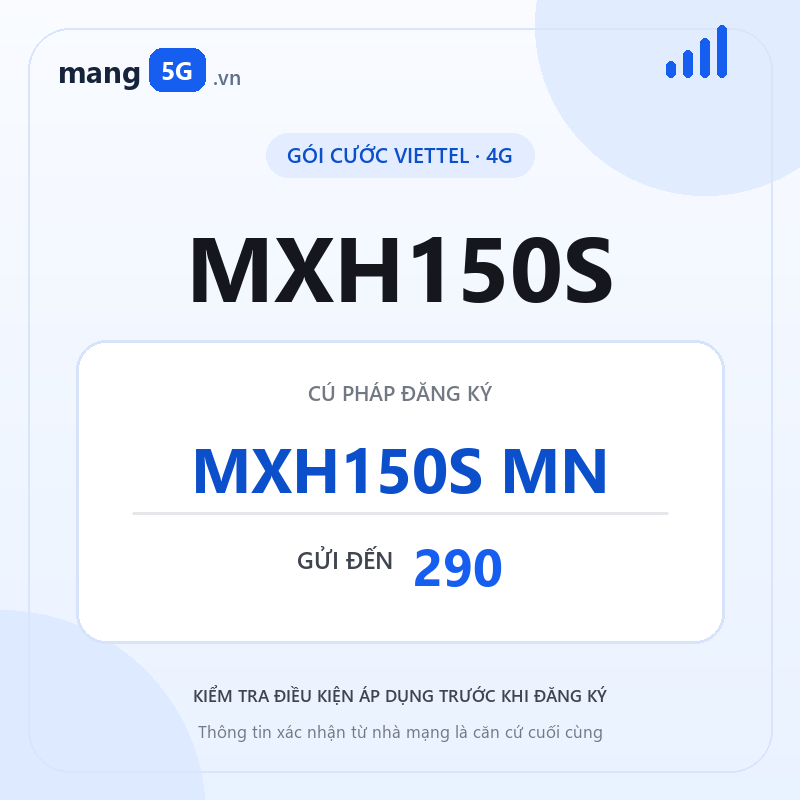 Ảnh thông tin gói MXH150S